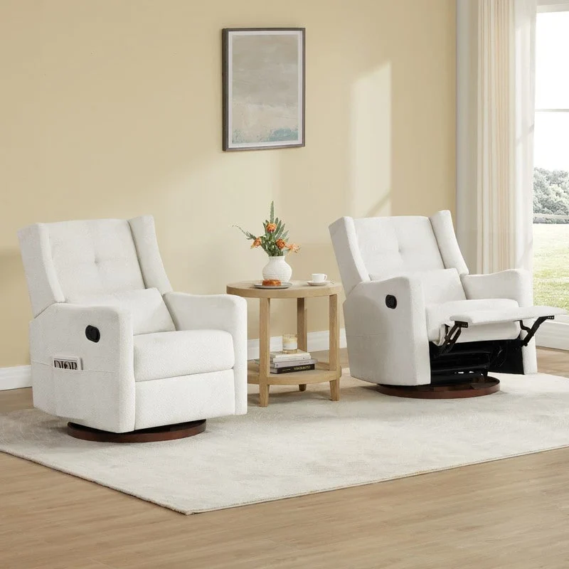Lincoln Manual Swivel Glider Recliner with Lumbar Pillow