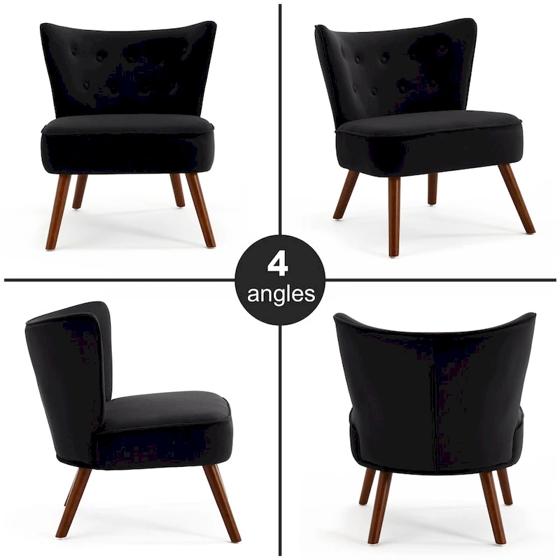 Tufted Velvet Accent Chair Upholstered Living Room Side Chair - 27.6 W x 28 D x 31.3 H