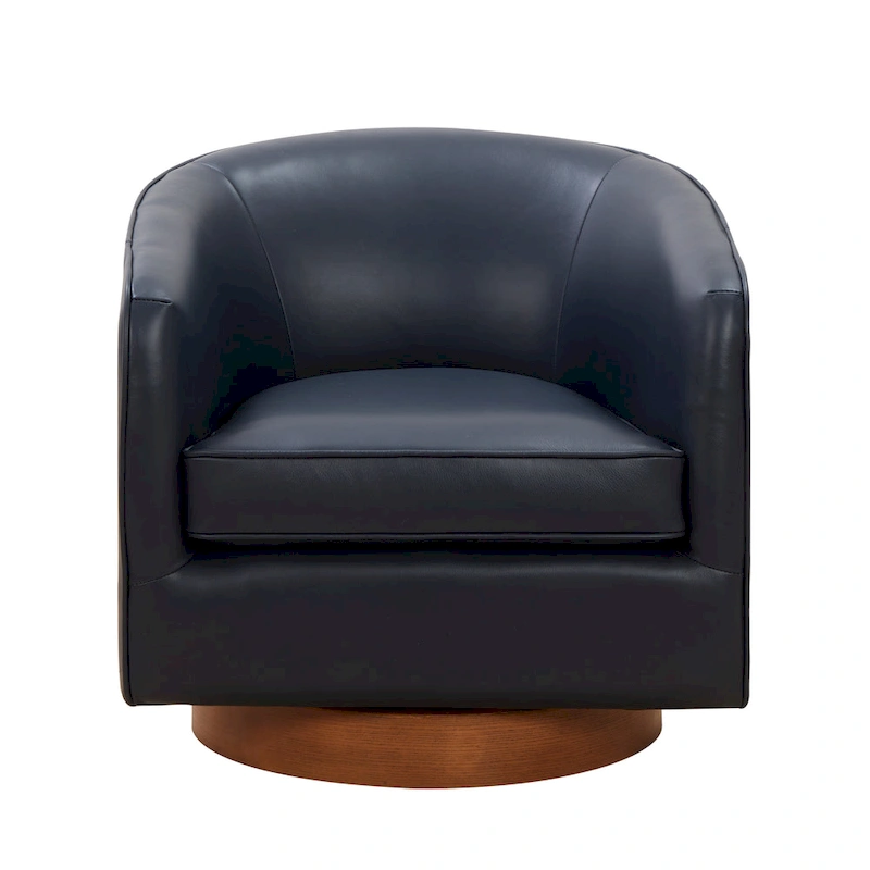 Tito Top Grain Leather Wood Base Swivel Chair by Greyson Living