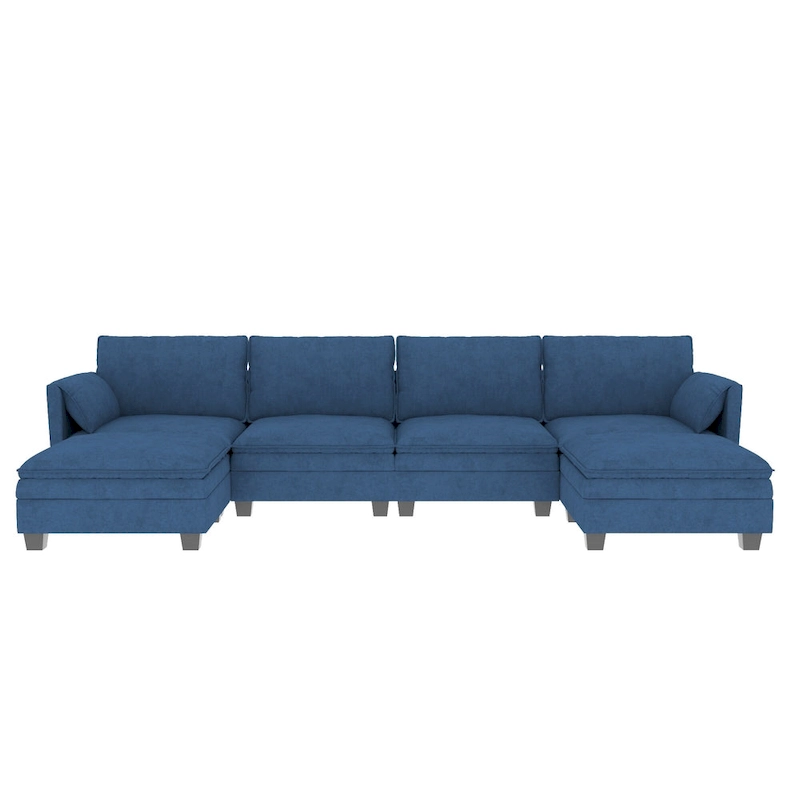 Christopher Knight Home - Noah 141.5 U-Shaped 6-Seater Sofa Couch with Movable Ottoman and Armrest Pockets, Fabric Upholstery