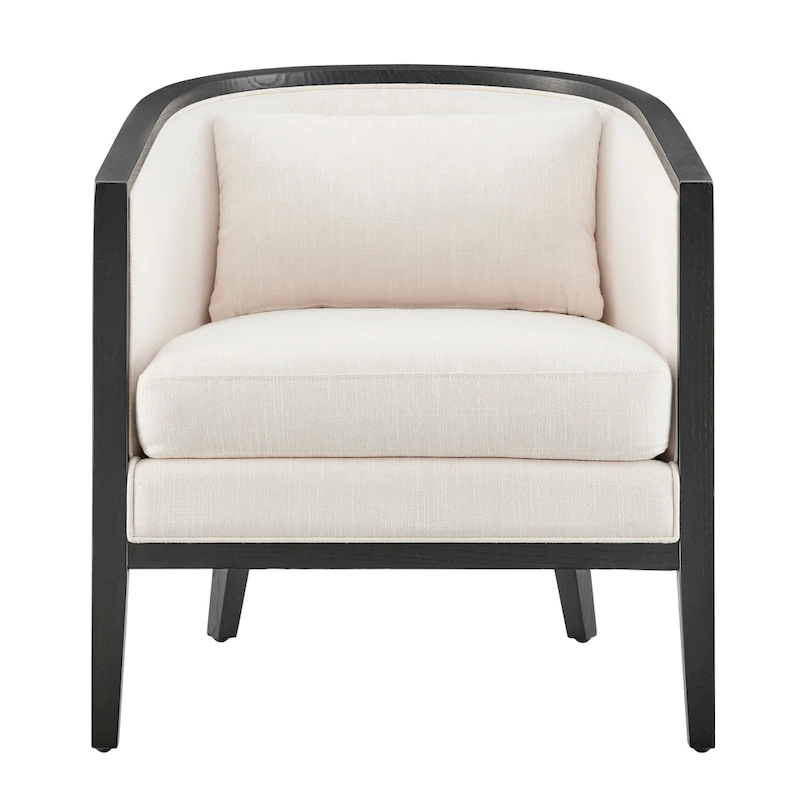 Tillman Linen Accent Arm Chair with Rattan