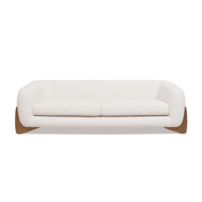 90.5 Boucle Upholstered Sofa with Wood Legs
