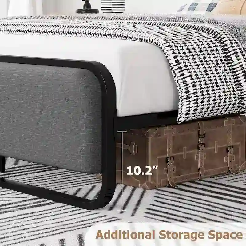 Bed Frame with Upholstered Headboard and Footboard