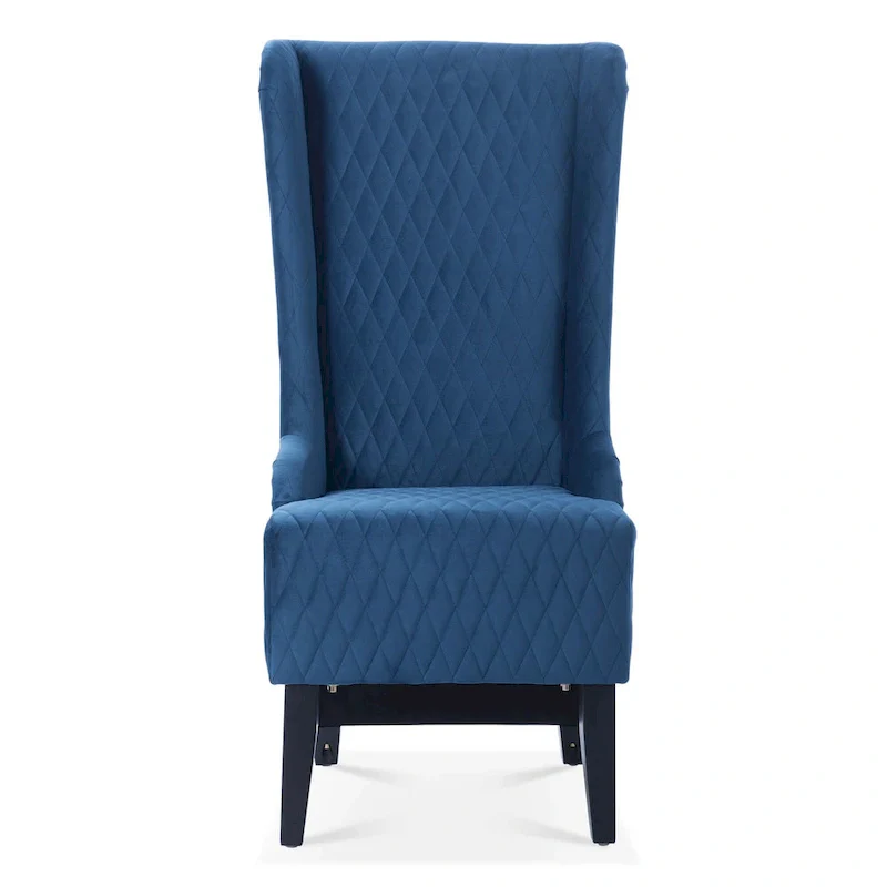 Upholstered Velvet Accent Chair with High Wingback and Wooden Legs
