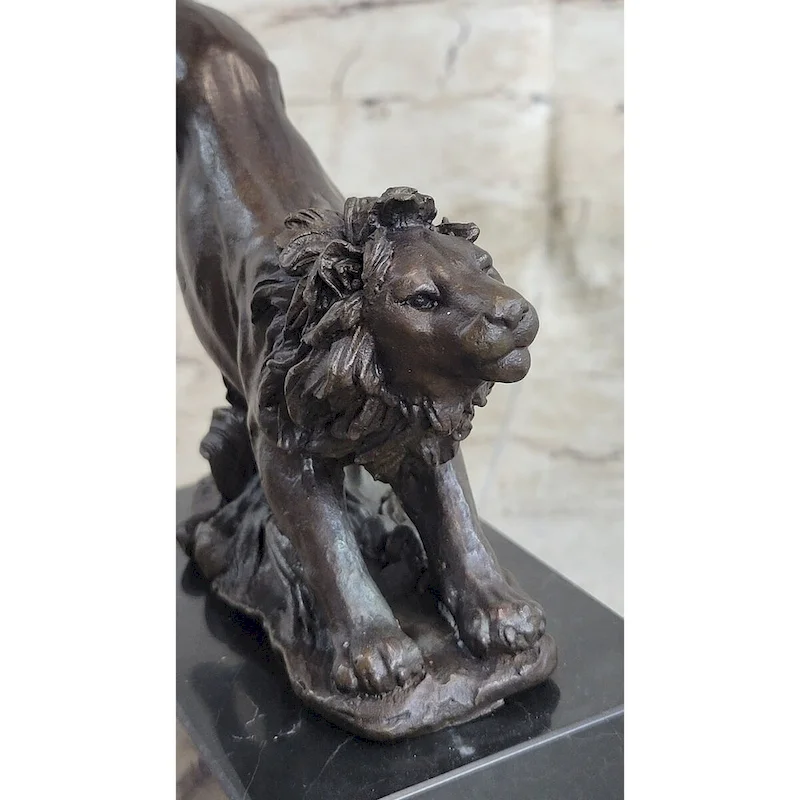 Hot Cast Jumping Imitative Lion By Barye French Animal Artist Bronze Sculpture Figurine Nr