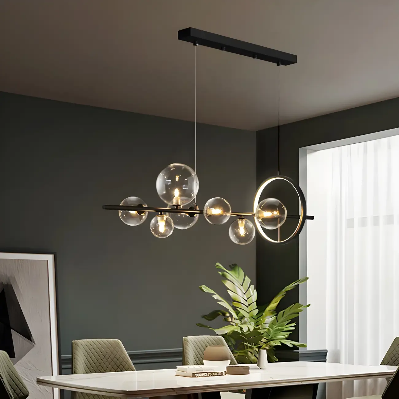 Artistic Black Glass Globe Island Hanging Light