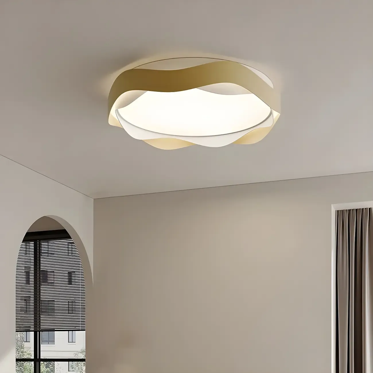 White Art Deco LED 3-Gear Dimming Flush Ceiling Light