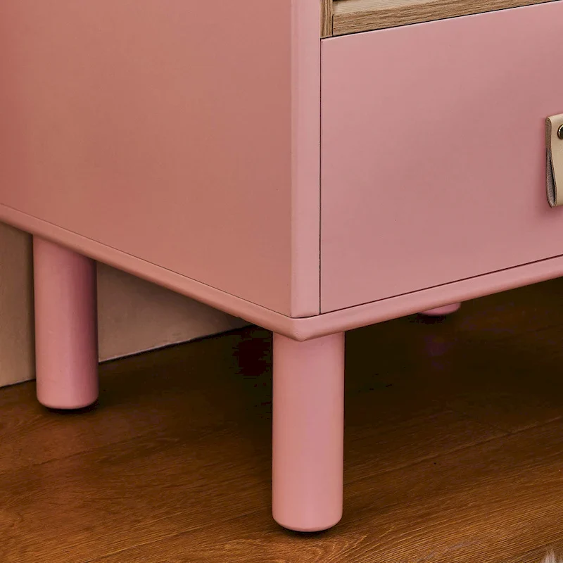 Nightstand - MDF & Solid Wood, 1 Drawer, Open Shelf, Leather Handles, 18.9W x 21.65H, Modern