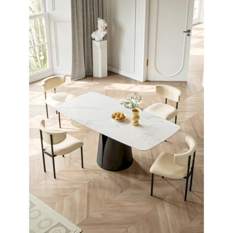 Lesly Modern Rectangle White 65 in. Dining Table for 6 Seats - 65D37.4W29.52H