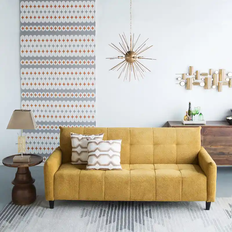 79-inch Mustard Large Biscuit Tufted Sofa Bed