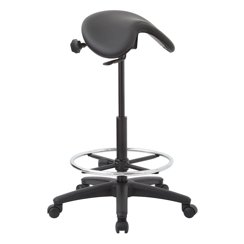 Backless Stool with Height-adjustable Saddle Seat