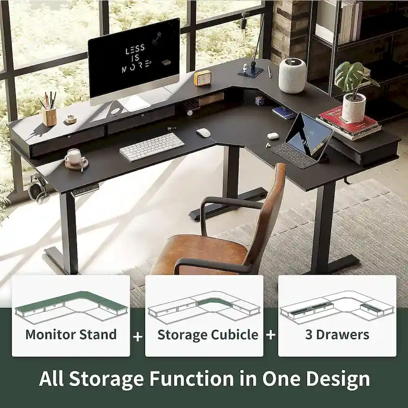 FEZIBO/Home Office Furniture/Brown&Black/Wood/Standing Desk/Desks