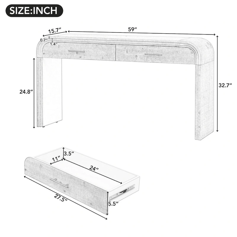 Nestfair Unique Retro Silhouette Console Table with Two Drawers