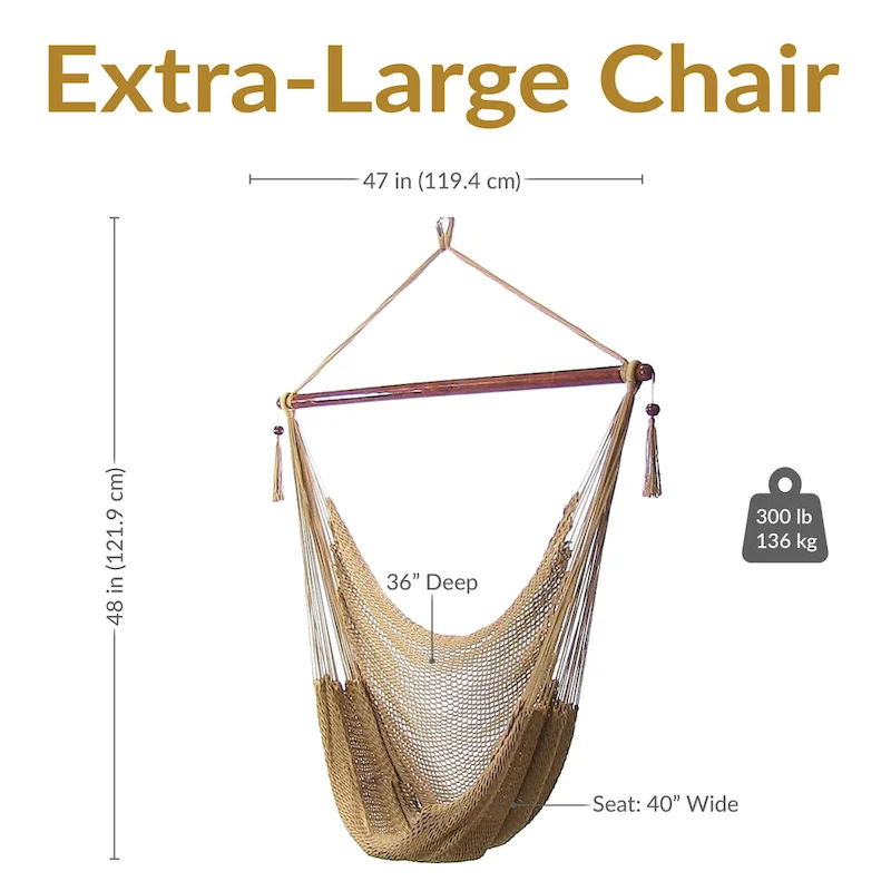 Sunnydaze Hanging Caribbean XL Hammock Chair