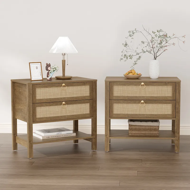 Two Bohemian Nightstands:Black,White,Cherry