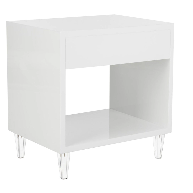 SAFAVIEH Couture Myrthe Eglomise Side Table- White - 24 W x 18 L x 25 H - 24Wx18Dx25H