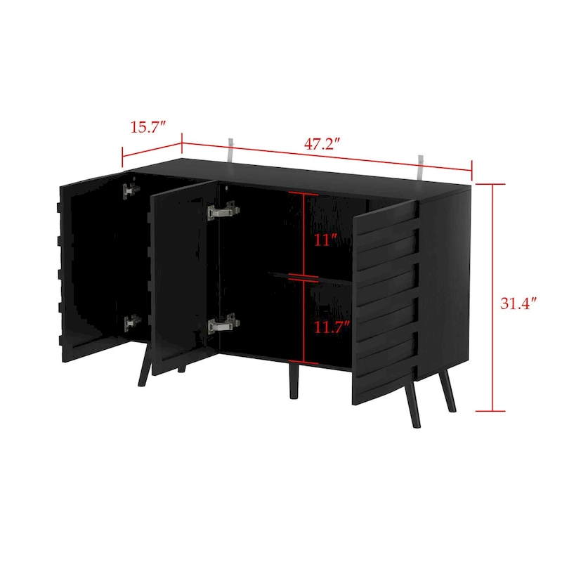 Elegant Black Buffet Cabinet Spacious Storage Organizer Dresser