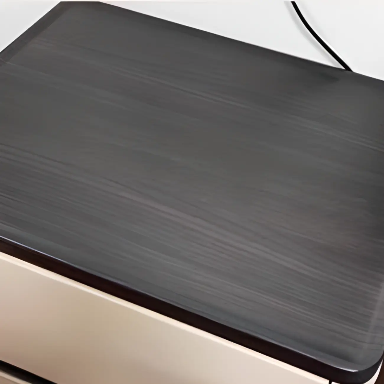 Wooden Overbed 2 Drawers Nightstand with Grooved Top