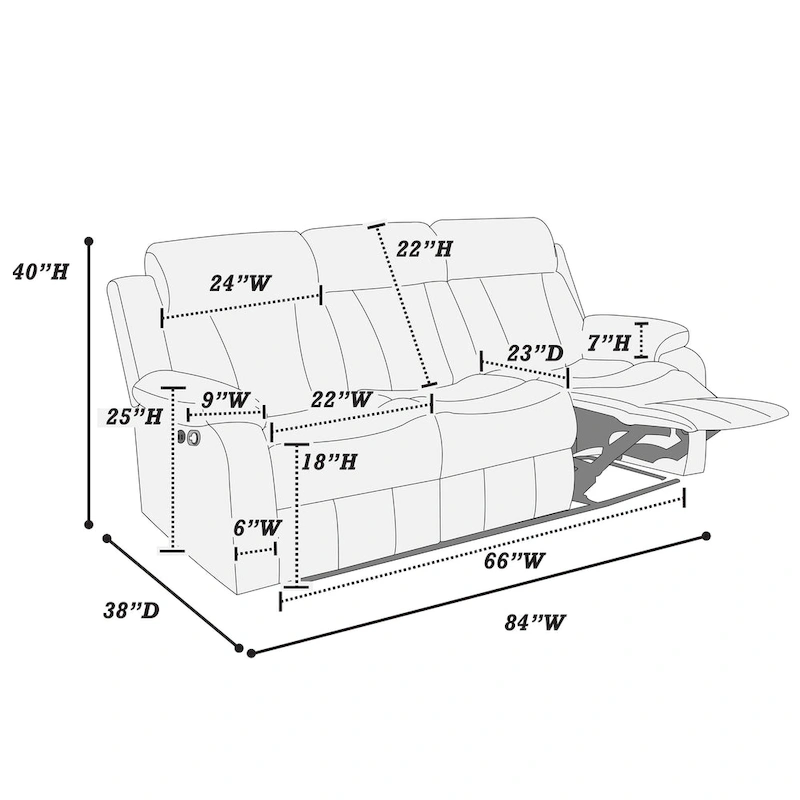 Poundex Recliner Sofa