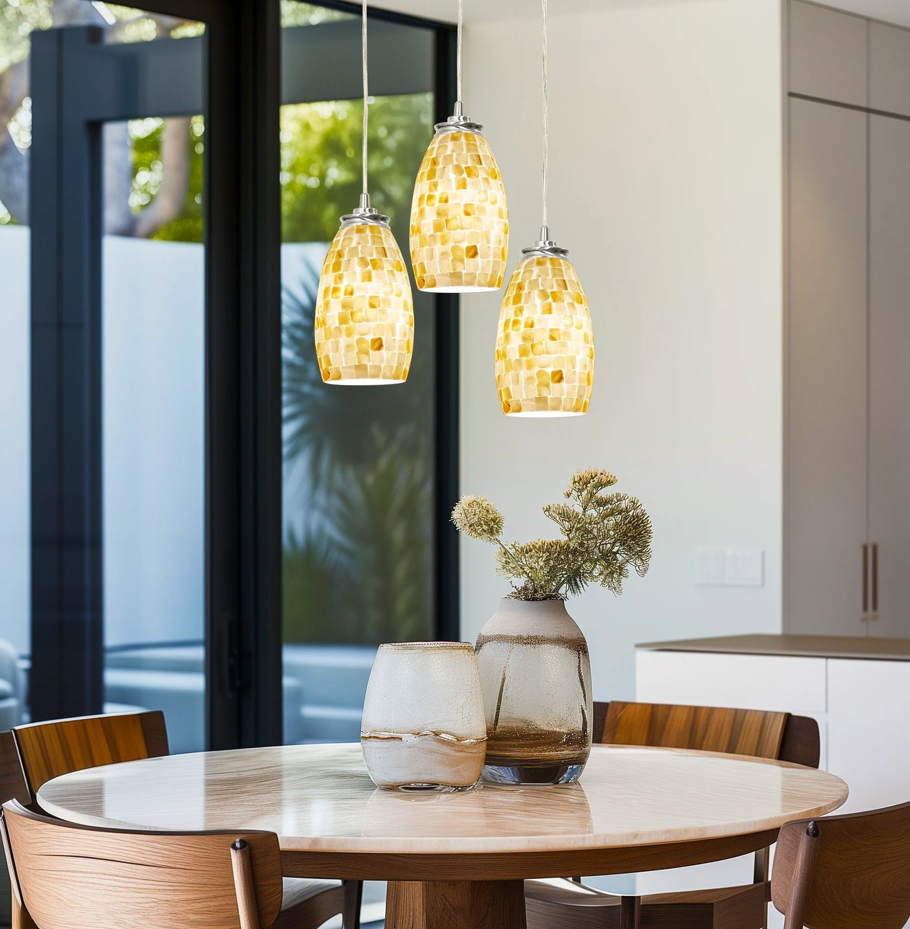 Coast 7 Hand-Crafted Mosaic Sea Shell Glass Shades / Replacement Glass, 2-Pack