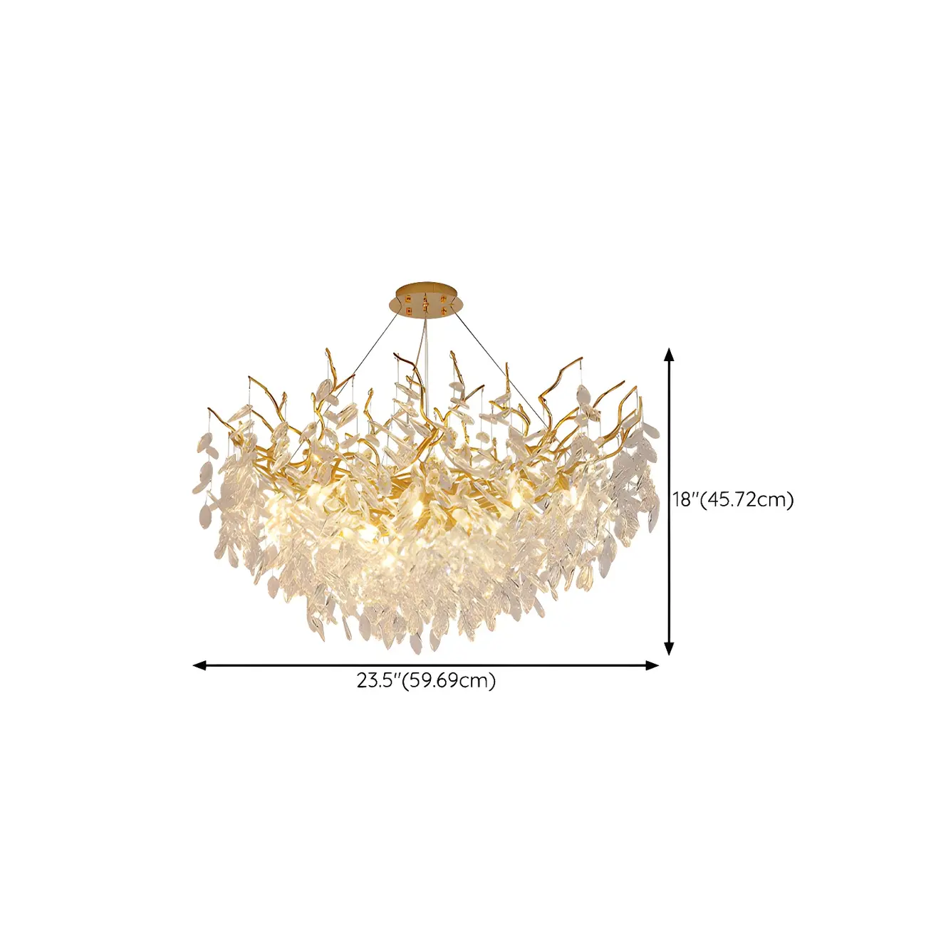 Elegant Gold Branch Crystal Chandelier Adjustable Height
