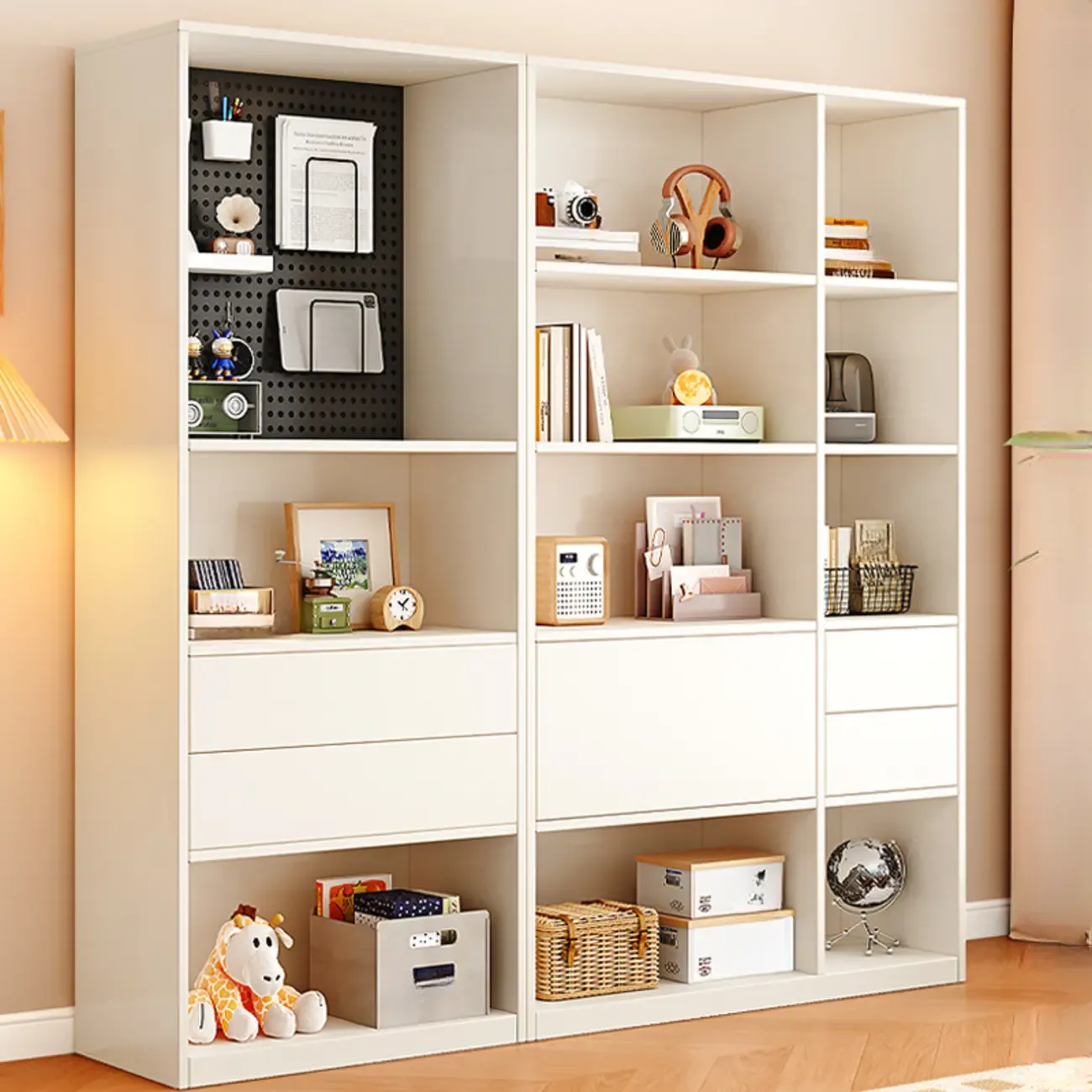 47L White Wooden 5-Tier Cube Storage Bookcase