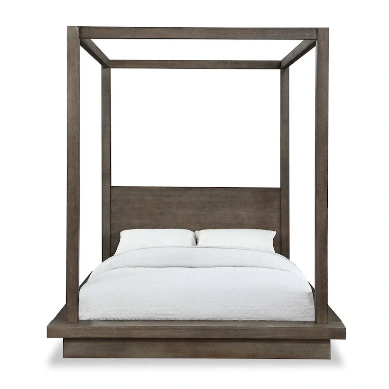 Dark Pine Canopy Style King Bed Frame