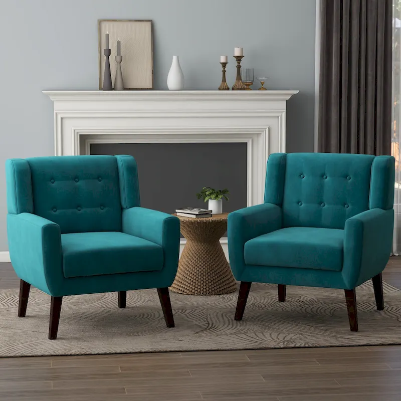 Velvet Upholstered Armchair Tufted Accent Chairs Set of 2