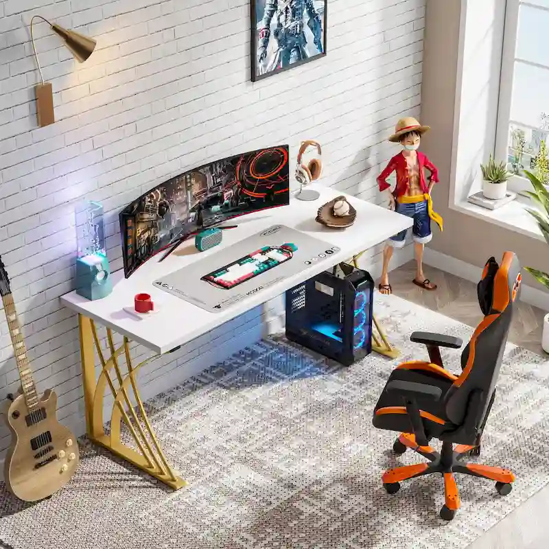 55 Inch Computer Desk with Metal Frame