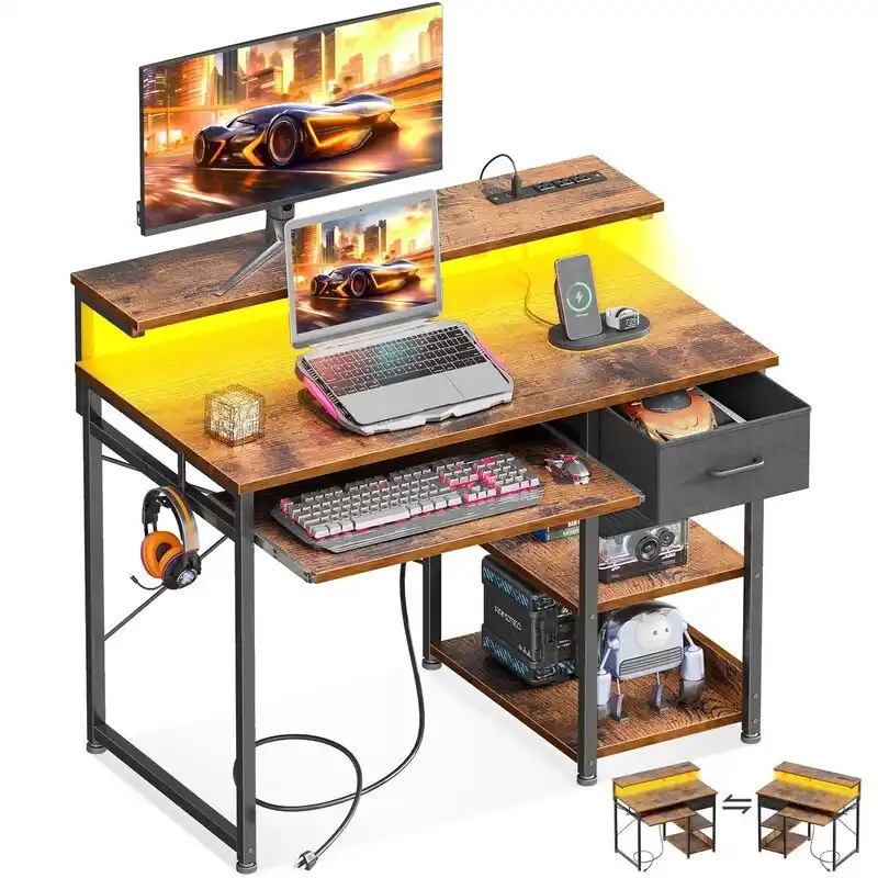 40 Inch Office Desk with Power Outlets