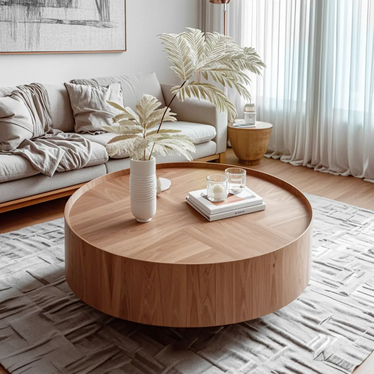 2 Drawers Round Reclaimed Wood Nesting Pallet Coffee Table