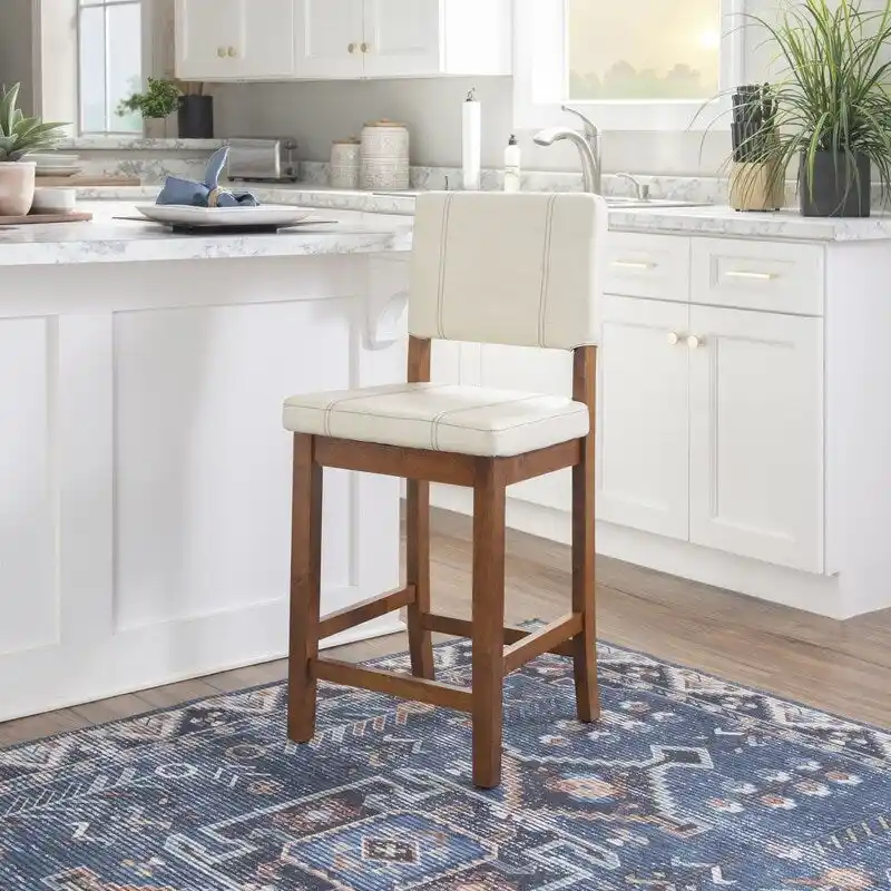Milano Faux Leather Cream Counter Height Bar Stool