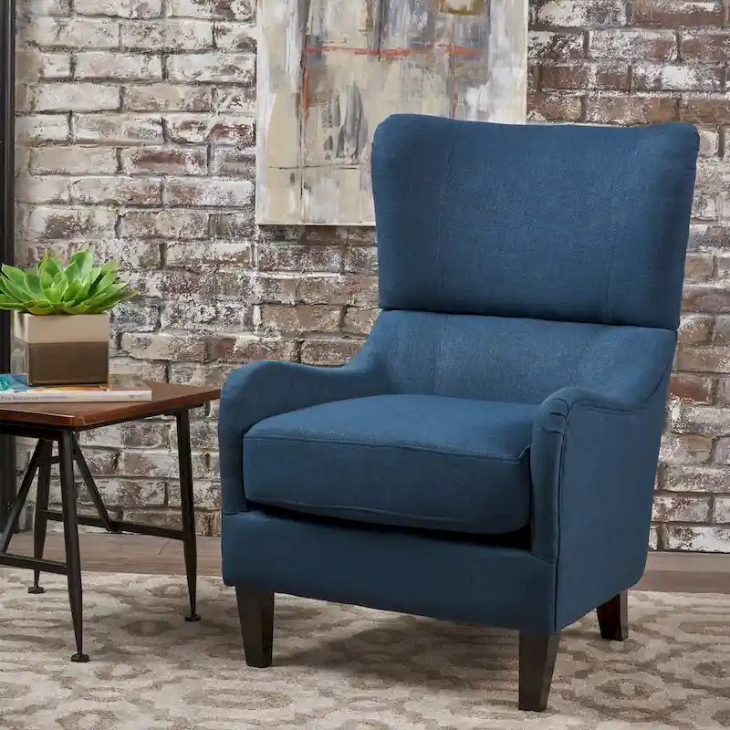 Navy Blue High Back Wingback Accent Chair - 27 Inch Width