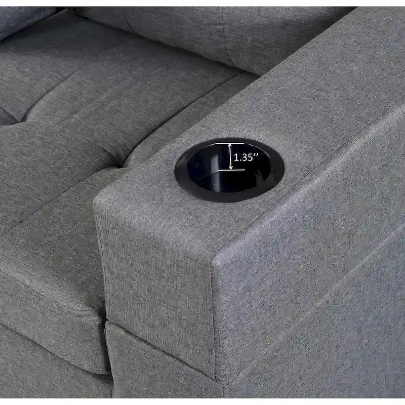 Modern Sectional Sofa Set with Cup Holders and Plush Cushions