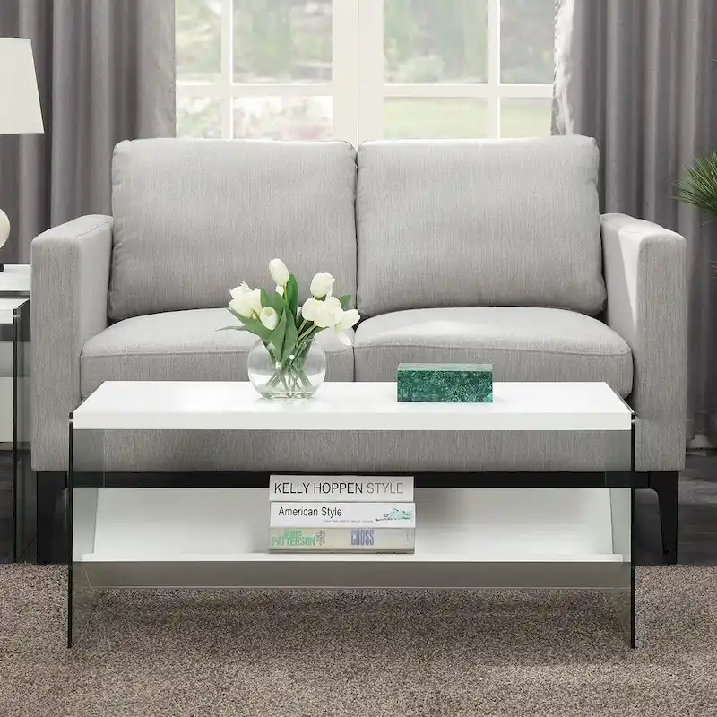 Convenience Concepts SoHo Glass Coffee Table with Shelf