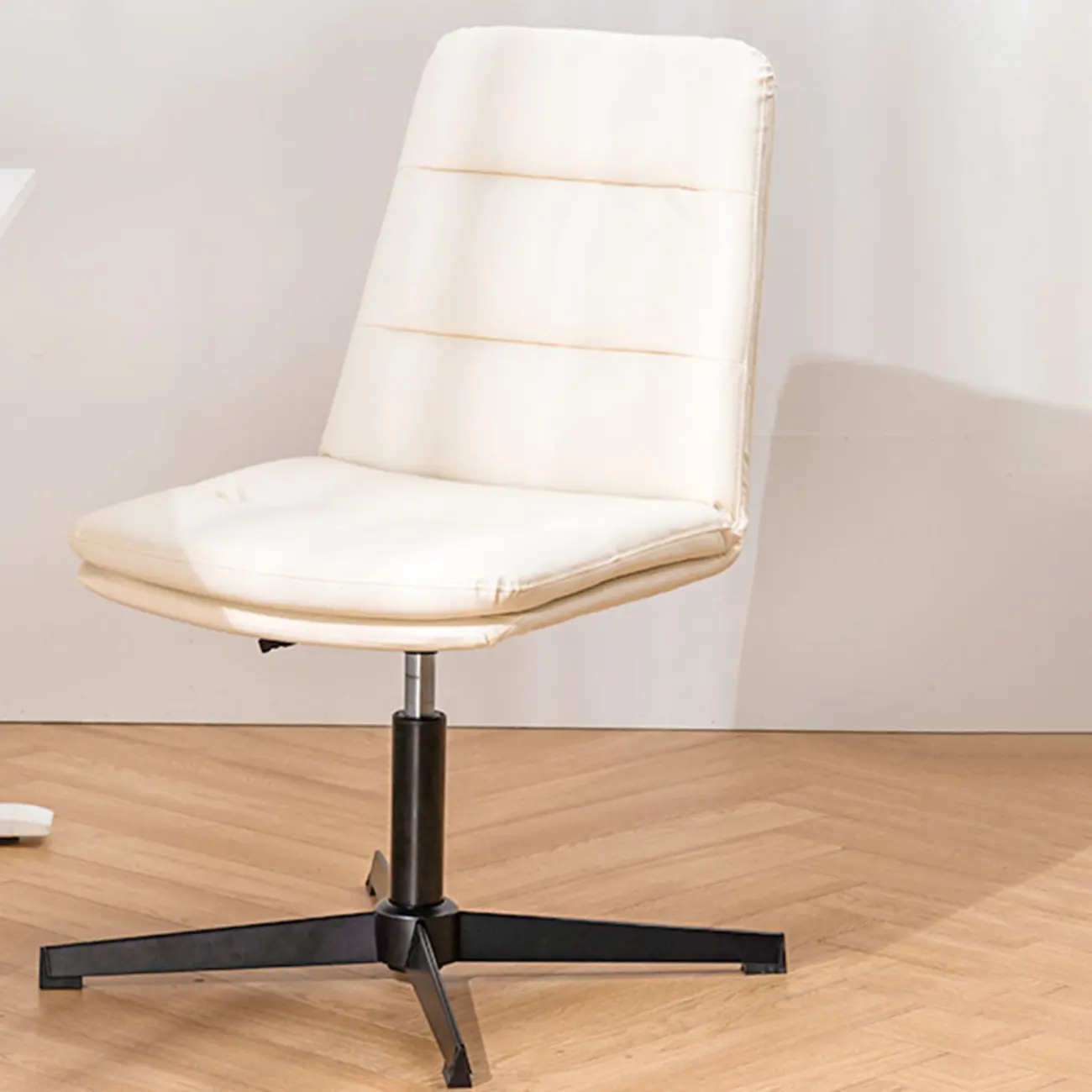 Elegant White Leather Ergonomic Swivel Office Chair