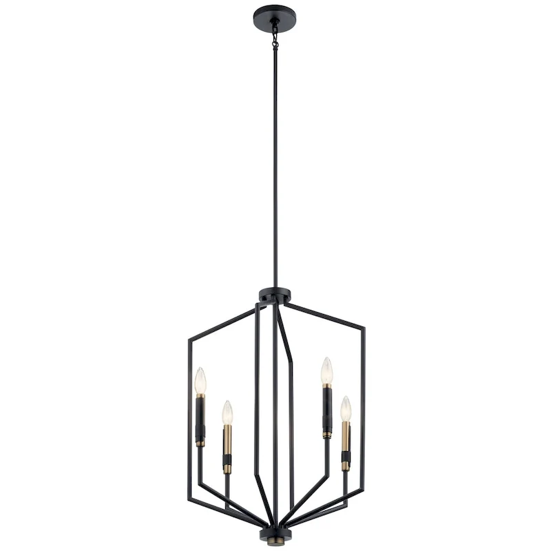 Kichler Armand 27 inch 4 Light Foyer Pendant in Black and Bronze Finish