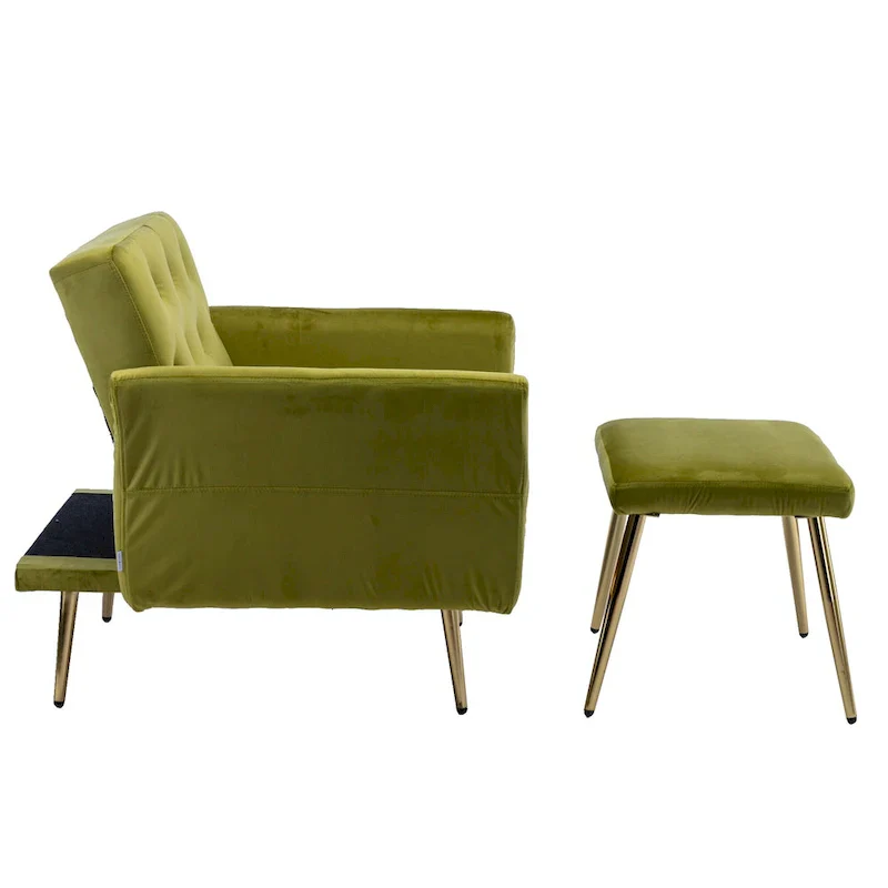 Olive Green 32.28 Tufted Accent Chair with Ottoman