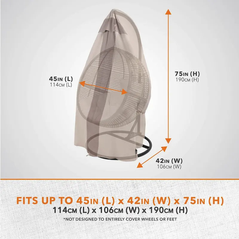 Modern Leisure Monterey Patio Egg Chair Cover, 45 L X 42 W X 75 H, Beige - 45  x 42  x 75