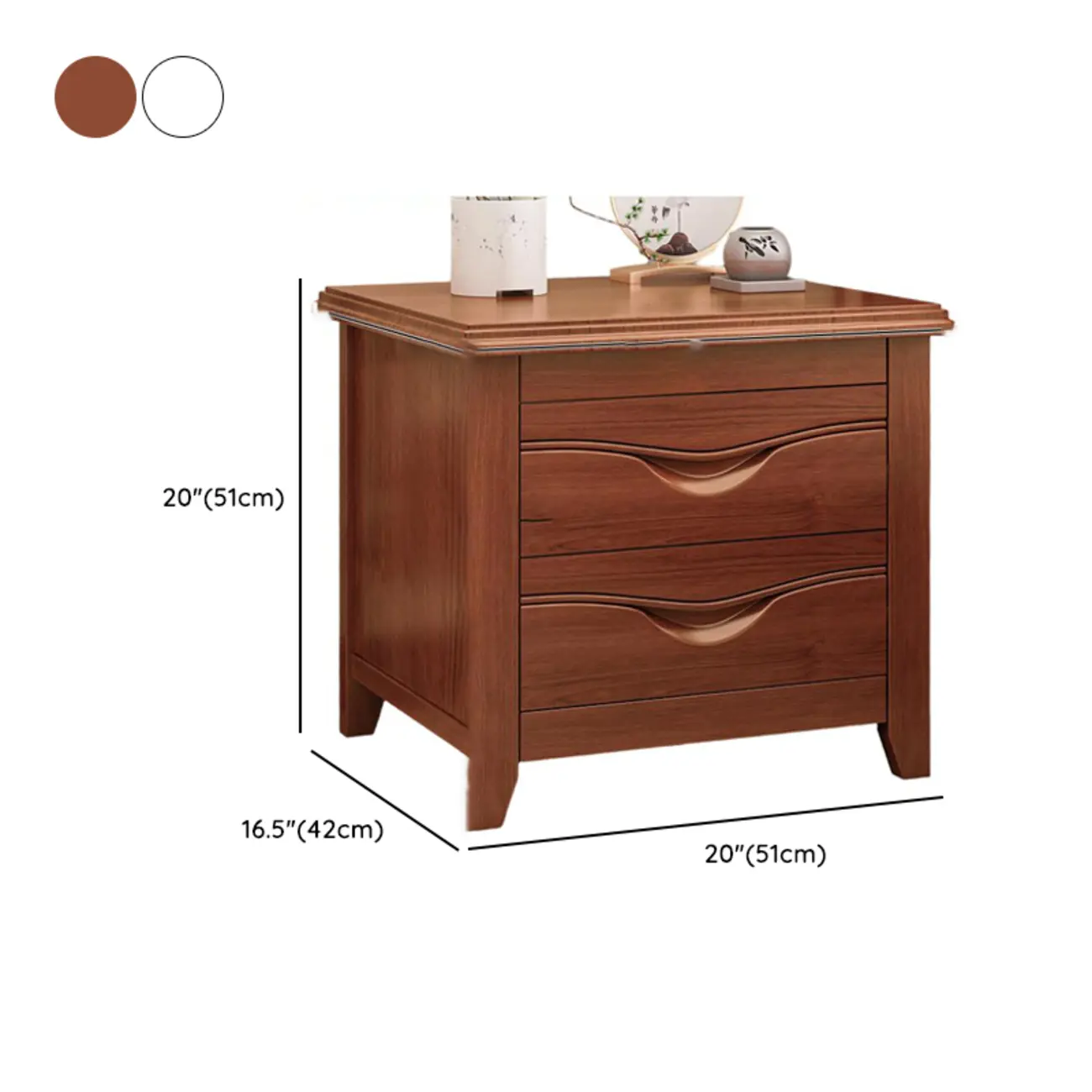 Modern Natural Wood Nightstand with 2 Drawers