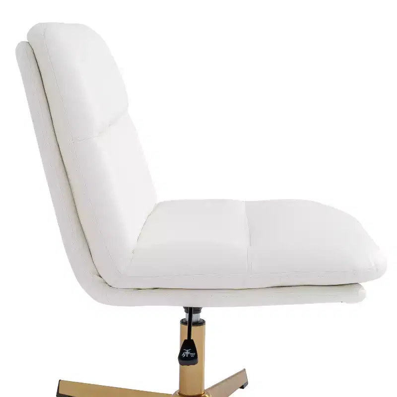 Merrick Lane Mid-Back Height-Adjustable Stationary Armless Swivel Office Chair - Padded Upholstered Wide Back and Seat, Strong Frame