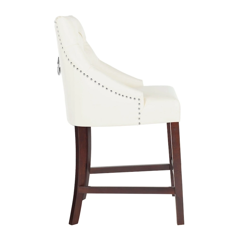 SAFAVIEH Dottie 26-inch Tufted Wing Back Counter Stool - Grey / Espresso (Set of 2) - 22.5  x 25  x 41  - 22.5  x 25  x 41