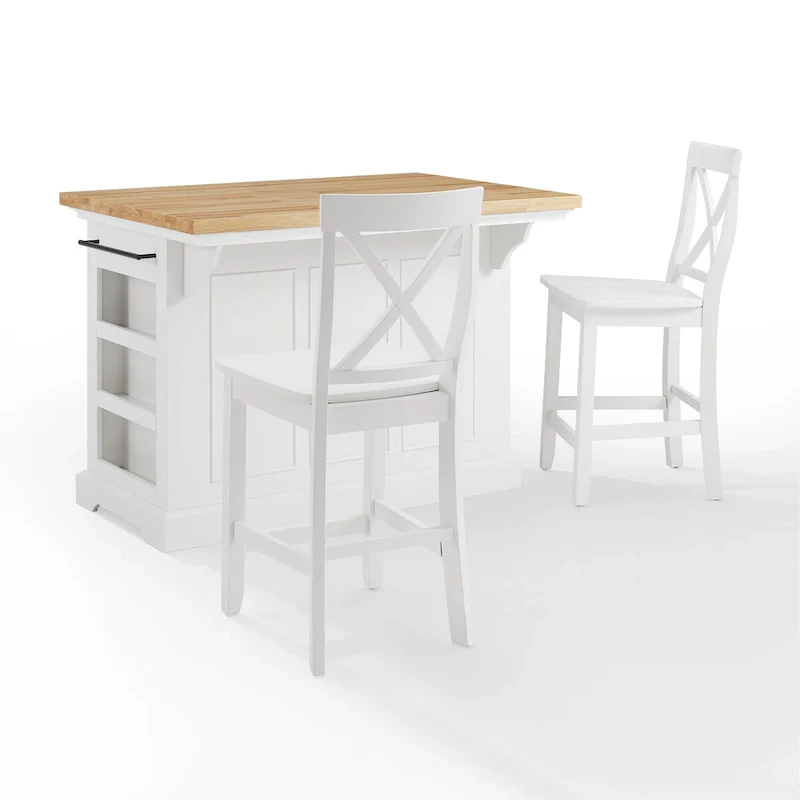 Crosley Julia Wood Top Island With X-Back Stools - 50 W x60 D x41 H
