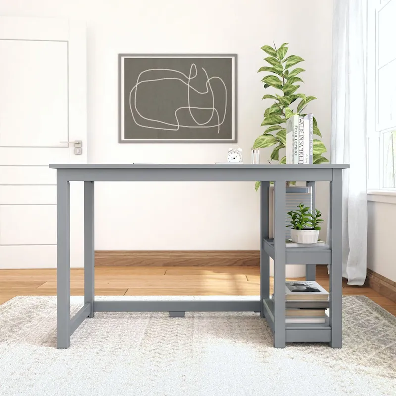 Plank and Beam Desk with Bookshelves