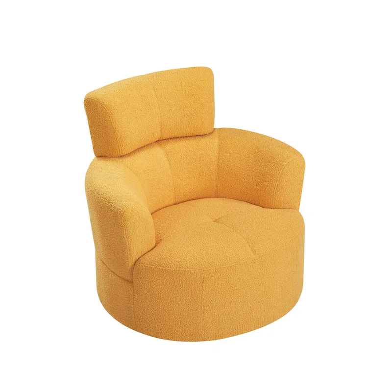 Polyester Barrel Swivel Chair with 360 Rotation, and Adjustable Headrest & Berber Fleece Upholstery - 320lb Capacity