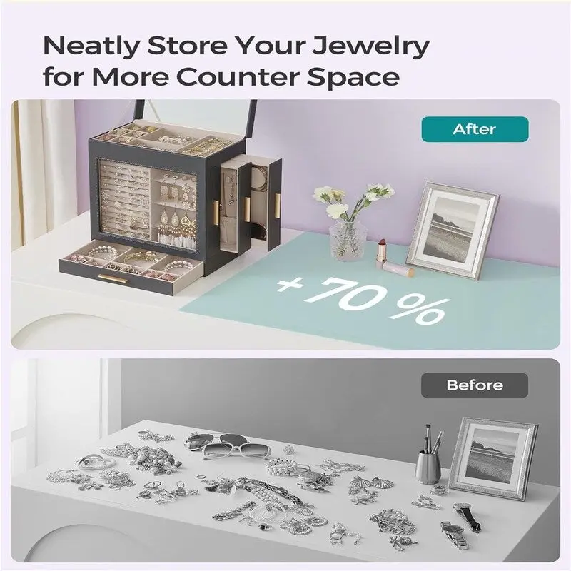 Jewelry Box with Glass Window - 6.1D x 10.3W x 12.6H