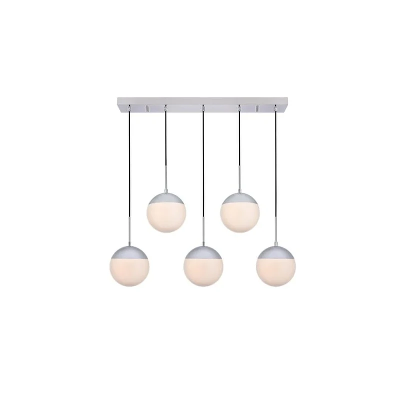 5-Light 42 inch Pendant with Frosted White Glass