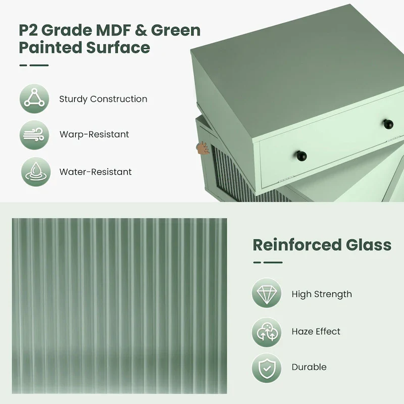 Nightstand with Rotating Drawer and LED Light Strip