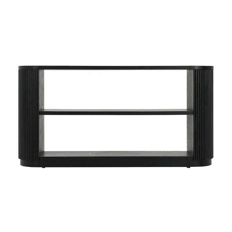 Modern Entryway Table (with Open Shelving and Elegant Wood Grain Design)