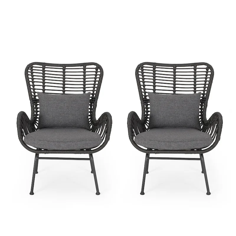 Montana Indoor Wicker Club Chairs with Cushions (Set of 2) by Christopher Knight Home